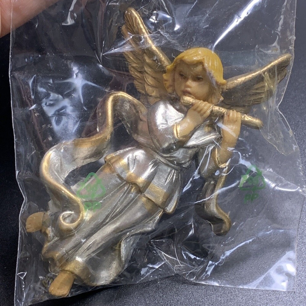 KURT ADLER Heavenly ANGEL PLAYING FLUTE GOLD XMAS ORNAMENT Made In Italy Rare